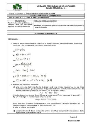 GUIA D EDERIVADAS Y APLICAIONES