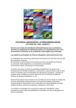 Futuros Abogados Latinoamericanos - Número 1 - Octubre 2009