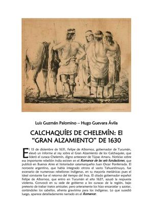 CALCHAQUÍES DE CHELEMÍN: El “GRAN ALZAMIENTO” DE 1630