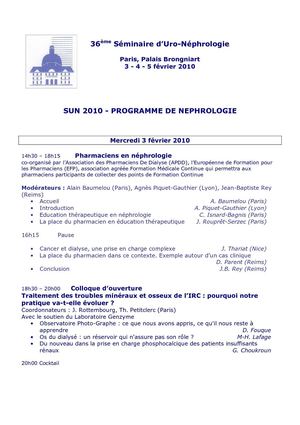 Programme Préliminaire maj du 18 decembre 2009