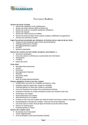 Fiche produit RainMaker