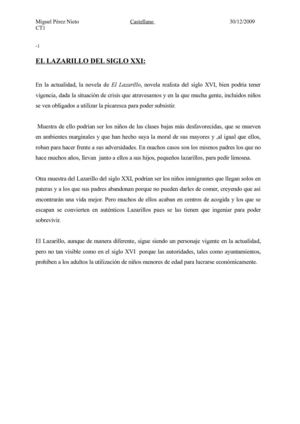 El Lazarillo del siglo XXI (Miguel Pérez Nieto)