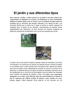 El jardin y sus diferentes tipos