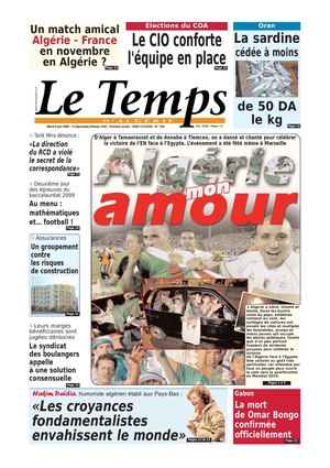 Le Temps d'Algérie www.letempsdz.com édition du 9 juin 2009