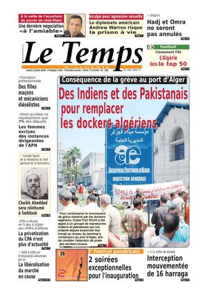 Le Temps d'Algérie www.letempsdz.com édition du 2 juillet 2009