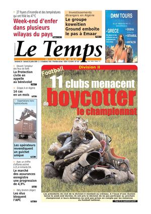 Le Temps d'Algérie www.letempsdz.com édition du 25 juillet 2009