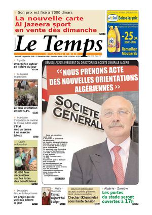 Le Temps d'Algérie www.letempsdz.com édition du 2 septembre2009