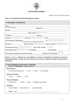 Formulário para Acesso a uma Habitação Municipal