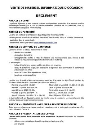 Vente de matériel d'occasion à la Cyber-base Bréhand-Gouëssant
