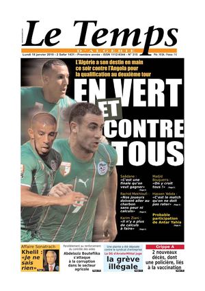 Le Temps d'Algérie www.letempsdz.com édition du 18 janvier 2010