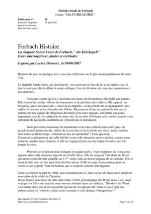 La chapelle Ste Croix de Forbach " die Kritzkapell "