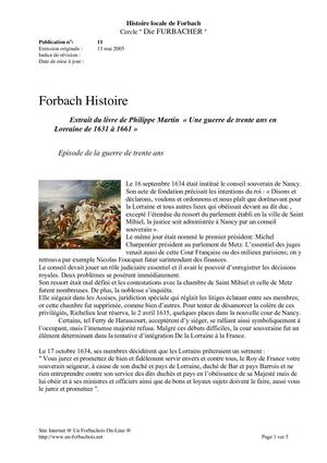 Episode de la guerre de 30 ans - Lorraine