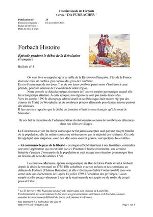 Episode pendant le début de la Révolution Française ( Bulletin n°:1)