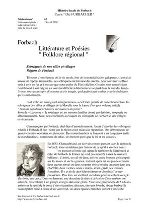 Sobriquets de nos villes et villages région de Forbach 