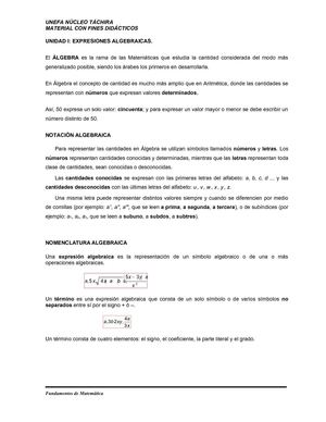 EXPRESIONES ALGEBRAICAS