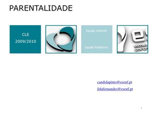 Aulas Saúde Infantil Parentalidade ESEP