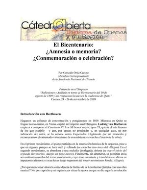 Reflexiones y Análisis en torno al Bicentenario del 10 de agosto de 1809 y las respuestas locales en la Audiencia de Quito