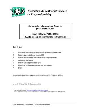 Convocation à l'AG du restaurant scolaire