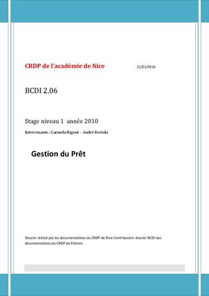 BCDI 2.06 la gestion du prêt