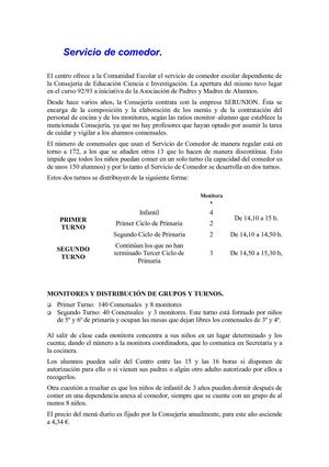 Servicio de comedor