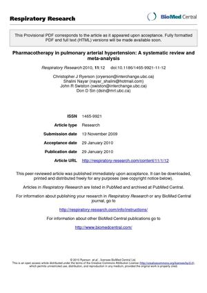 Farmacoterapia en Hipertensión Pulmonar. Metaanálisis