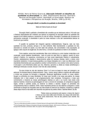 Educação infantil: os desafios da qualidade na diversidade 