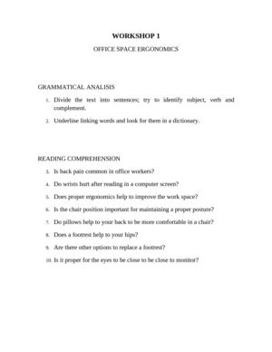 OFFICE SPACE ERGONOMICS: READING COMPREHENSION & ANALISIS