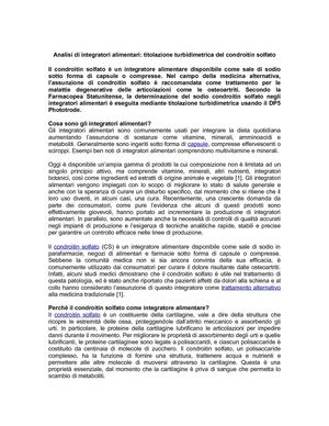 Analisi di integratori alimentari: titolazione turbidimetrica del condroitin solfato