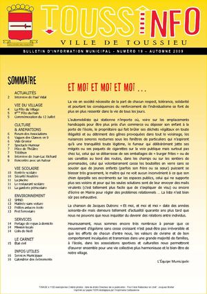 Bulletin municipal de la commune de Toussieu n°19