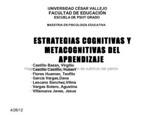 ESTRATEGIAS COGNITIVAS Y METACOGNITIVAS DEL APRENDIZAJE