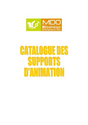 Catalogue du matériel d'animation