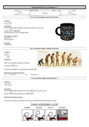 Préparation devoir commun 4ème