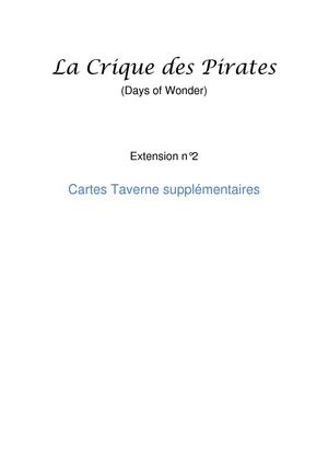 La Crique des Pirates - Nouvelles cartes Taverne