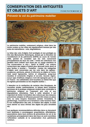 Fiche de prévention contre le vol - patrimoine