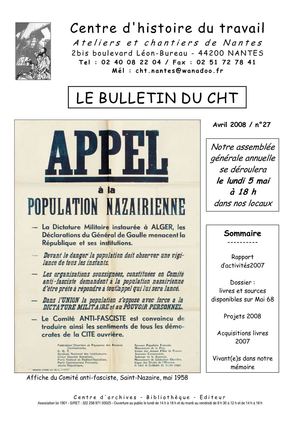 Bulletin 2008 Centre d'histoire du travail Nantes