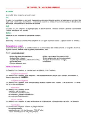 Le conseil de l'Union Européenne