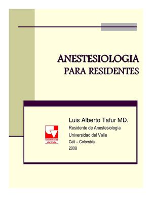 Anestesiología para Residentes por Luis Tafur