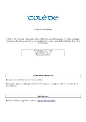 Tolède : jeu de société gratuit