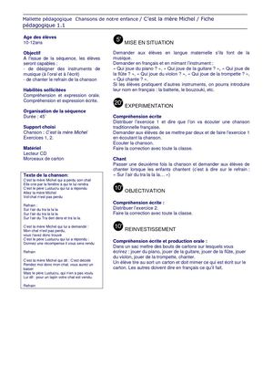 Kids | Musique | C’est la mère Michel (fiche)