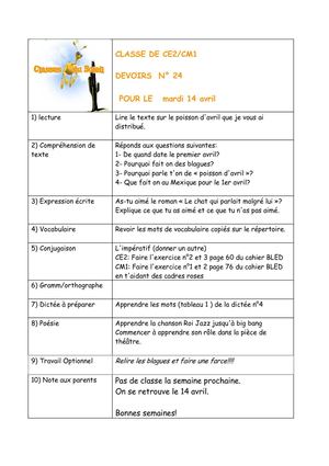 Kids | Homework CE2-CM1 | compréhension de texte/« Le chat qui parlait malgré lui »/Conjugaison BLED (impératif)