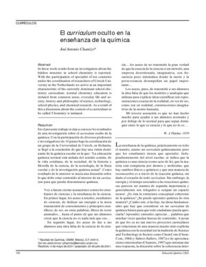 eL CURRICULO OCULTO EN LA ENSEÑANZA DE LA QUIMICA