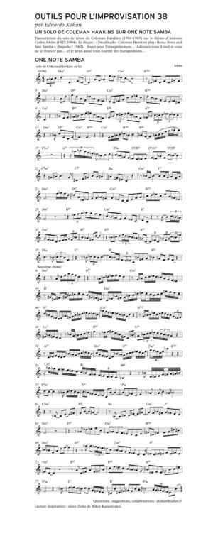 N 38 Un solo de Coleman Hawkins sur One note samba