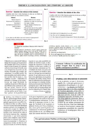 thème 8 LA SOCIALISATION 09 10