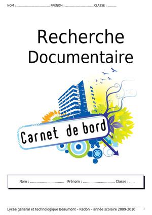 Carnet de bord de la recherche documentaire