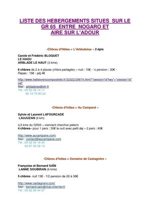 Hébergements entre Nogaro et Aire sur l'Adour