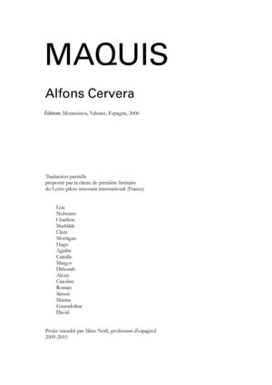 Maquis, de Alfons Cervera : une traduction partielle