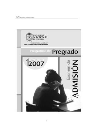EXAMEN DE ADMISION UNIVERSIDAD NACIONAL 2007 PRIMER SEMESTRE