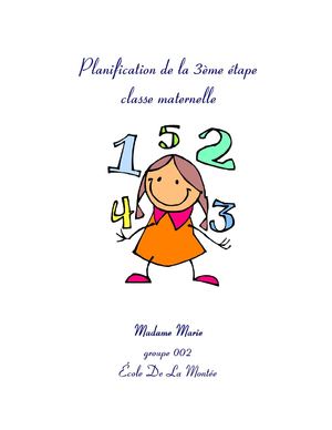 Planification 3ème étape à la maternelle