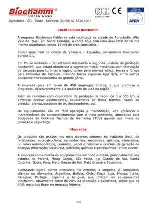 Apresentação Biochamm Caldeiras e Equipamentos Industriais