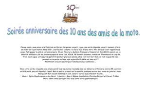 Soirée des 10 ans Amis de la moto